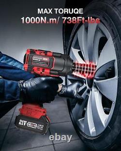 1000N. M(738ft-lbs) Cordless Impact Wrench 1/2 Inch Brushless with 2 x4.0Ah Battery