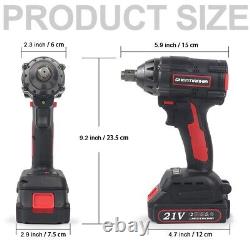 1000Nm 1/2 Cordless Electric Impact Wrench Drill Gun Ratchet Driver with2 Battery
