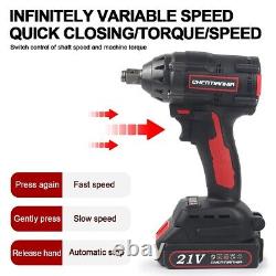 1000Nm 1/2 Cordless Electric Impact Wrench Drill Gun Ratchet Driver with2 Battery