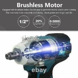 125mm 1/2 Dual Uses Brushless Cordless Angle Grinder+Impact Wrench 2 Battery