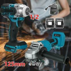 125mm Cordless Tools Combo Kit Brushless Impact Wrench Angle Grinder For Makita