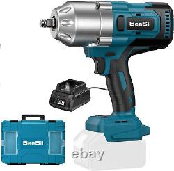 1300NM High Torque 1/2 Impact Wrench Brushless Cordless Battery Impact Gun Kit