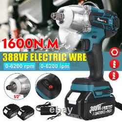 1600Nm Electric Cordless Brushless Impact Wrench Torque Tool WithBattery+ Charger