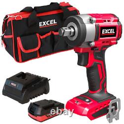 18V Cordless Brushless 1/2 Impact Wrench Drill 1 x 2.0Ah Battery Charger & Bag