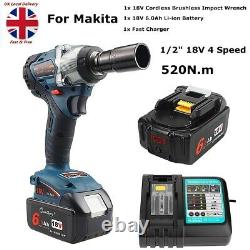18V Cordless Brushless Impact Wrench For Makita DTW285Z+ 6.0Ah Battery + Charger