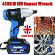 18v Cordless Electric Driver 1/2 Impact Wrench 420nm 2 Gear Torque &high Speed