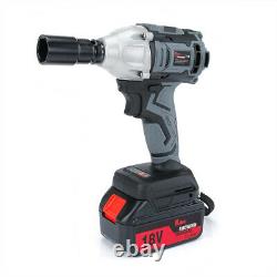 18V Cordless Impact Wrench Brushless Driver Torque 1/2 Inch with Charger 2 Battery
