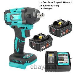 18V Li-ion Cordless Brushless Impact Wrench for Makita / 5.0Ah Battery / Charger