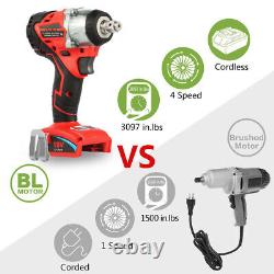 1/2 Cordless Brushless Impact Wrench Tool For Milwaukee M18BIW12-0 18V Battery