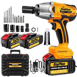 1/2 Cordless Electric Impact Wrench Drill Gun Ratchet Driver Battery Charge Set