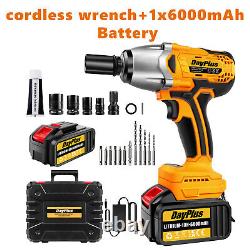 1/2 Cordless Electric Wrench Impact Power Tool +2 6.0Ah Batteries