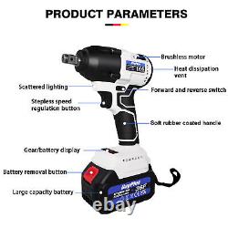 1/2 Electric Cordless Impact Wrench Drill Gun Driver Tool Ratchet Drive Sockets