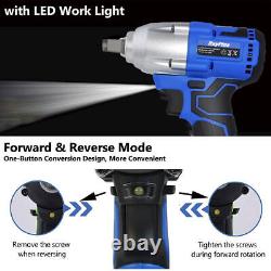 1/2 Electric Cordless Impact Wrench Drill Gun Driver Tool Ratchet Drive Sockets