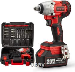 20V Brushless Impact Wrench Kit Powerful 320NM, 3 Pcs Sockets