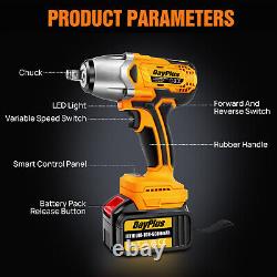 21V Cordless Impact Wrench 1/2 1800Nm High Torque Brushless Drill + 2pc Battery
