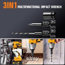 21V Cordless Impact Wrench 1/2 1800Nm High Torque Brushless Drill + 2pc Battery