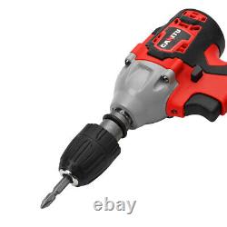 21V Electric Cordless Impact Wrench 1/2 Driver Ratchet Rattle Nut Gun 2 Battery