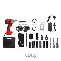 21V Electric Cordless Impact Wrench 1/2 Driver Ratchet Rattle Nut Gun 2 Battery
