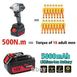 2 Battery 500Nm Cordless Impact Wrench 1/2 Brushless Drive Electric Driver Combo