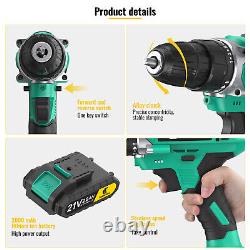 3 IN1 21V 520 Nm Impact Wrench +45Nm Cordless Drill Set 4Batteries +Charger NEW
