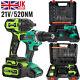 3 In 1 21v 520 Nm Impact Wrench +45nm Cordless Drill Set 4batteries +charger Uk