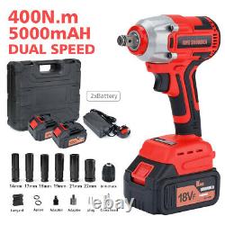 400Nm Cordless Impact Wrench 1/2 Electric Drive Ratchet Gun Battery with Adater