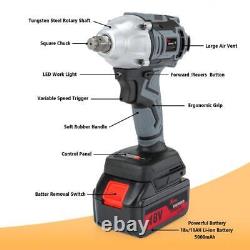 500Nm Cordless Impact Wrench 1/2 Driver Brushless Ratchet Nut Gun with Battery