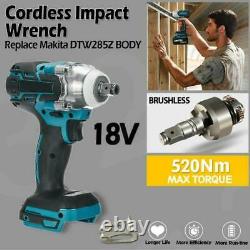 520NM 18V 1/2 Cordless Brushless Impact Wrench For Makita Battery DTW285Z