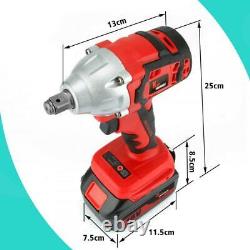 520Nm 1/2 Heavy Duty Cordless Impact Wrench Driver Rattle Nut Gun + 2 Battery