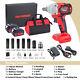 520nm Brushless Cordless Electic Impact Wrench 1/2 Driver Rattle Gun 2 Batterys