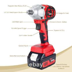 520Nm Brushless Cordless Electic Impact Wrench 1/2 Driver Rattle Gun 2 Batterys
