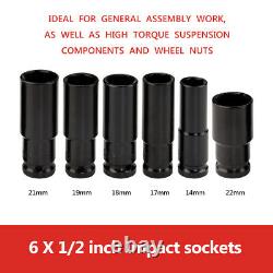 550Nm Cordless Impact Wrench 1/2 Brushless Drive Lithium Battery & 6 Sockets Kit