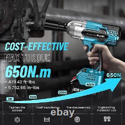 650Nm High Torque Cordless Impact Wrench 1/2 Brushless Car Impact Gun 2 Battery