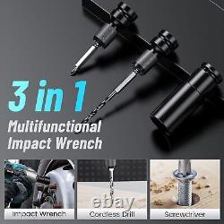 650Nm High Torque Cordless Impact Wrench 1/2 Brushless Car Impact Gun 2 Battery