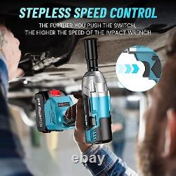 650Nm High Torque Cordless Impact Wrench 1/2 Brushless Car Impact Gun 2 Battery