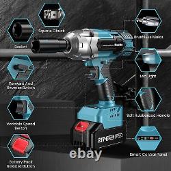 650Nm High Torque Cordless Impact Wrench 1/2 Brushless Car Impact Gun 2 Battery