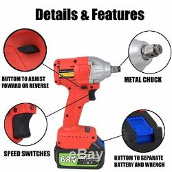 68V Cordless Electric Impact Wrench Brushless 3 Speed Torque 320 Nm with Battery