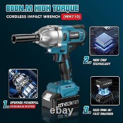 800N. M Torque Impact Gun 1/2 inch with 2X 4.0Ah Battery Brushless Impact Wrench