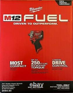 BRAND NEW IN BOX Milwaukee 2554-20 M12 FUEL Stubby 3/8 Impact Wrench Tool Only