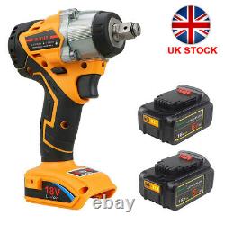 Battery Impact Wrench Set Fit Dewalt Drill 400Nm 18V Brushless 1/2in Cordless