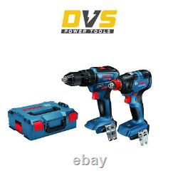Bosch Brushless Twin Pack GSB 18V-55 Combi+ GDX 18V-200 Impact Wrench & L-BOXX