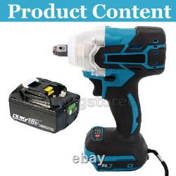 Brushless Cordless Impact Wrench 1/2 Drive Ratchet Nut for 18V Makita Charger