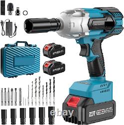 Brushless Cordless Impact Wrench 1/2inch High Torque 650Nm, 3300RPM, 2x4.0 Battery