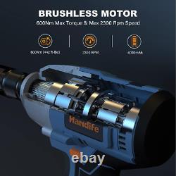 Brushless Impact Wrench 1/2 Inch 600Nm Cordless with 4.0Ah Battery 20V, Torque