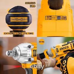 Brushless Impact Wrench Ingco 20V Cordless Lithium-Ion 1/2 300NM with Sockets