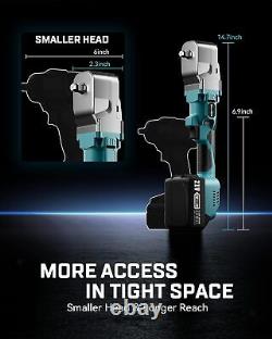 Cordless Brushless 1/2'' Right Angle Impact Wrench Ratchet 4.0Ah for Tight Space