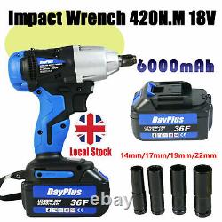 Cordless Electric Driver 1/2 Inch Impact Wrench 18V 420Nm 1 Battery+4 Sockets