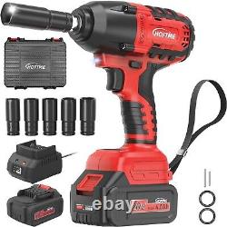 Cordless Impact Wrench 1/2Inch, 516Ft-lbs(700N. M) Brushless Impact Gun 20V/4.0Ah