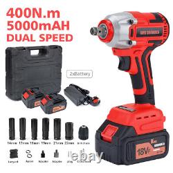 Cordless Impact Wrench 1/2 Brushless Drive Ratchet Nut Gun with 2 Li-ion Battery