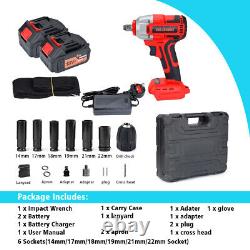 Cordless Impact Wrench 1/2 Brushless Drive Ratchet Nut Gun with 2 Li-ion Battery